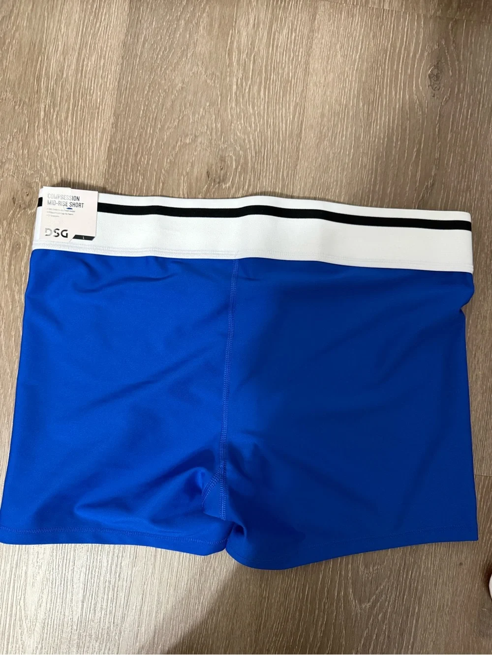 DSG Royal Blue Bike Shorts with White Waistband and Black Stripe